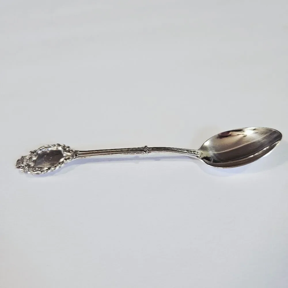Vintage Coin Silver Austrian Ornamental Crest Decorative Souvenir Mini Spoon